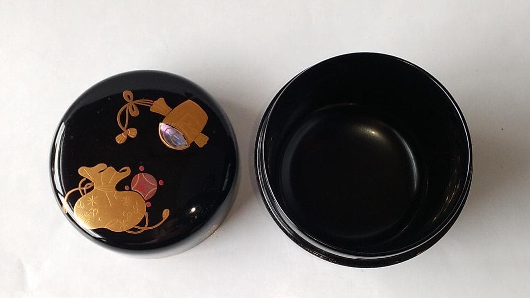 出口順慶 作 宝尽し 中棗 棗 共箱 蒔絵 螺鈿細工 漆器 漆芸 茶道具 新品