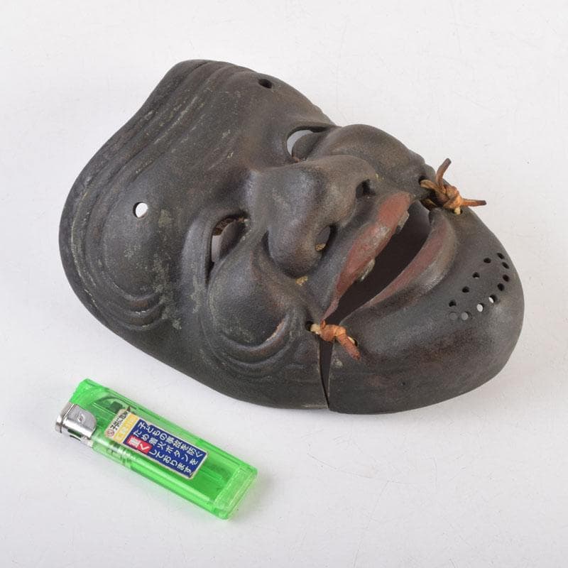 能面　能楽　雅楽　宗三郎作　銅製　翁　お面　共箱　N　9017