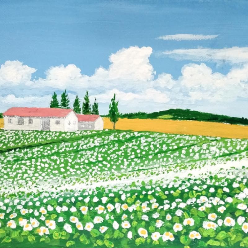 ☆伊藤正一☆「ジャガイモの花と麦畑」アクリル画　サイズSM　新品！