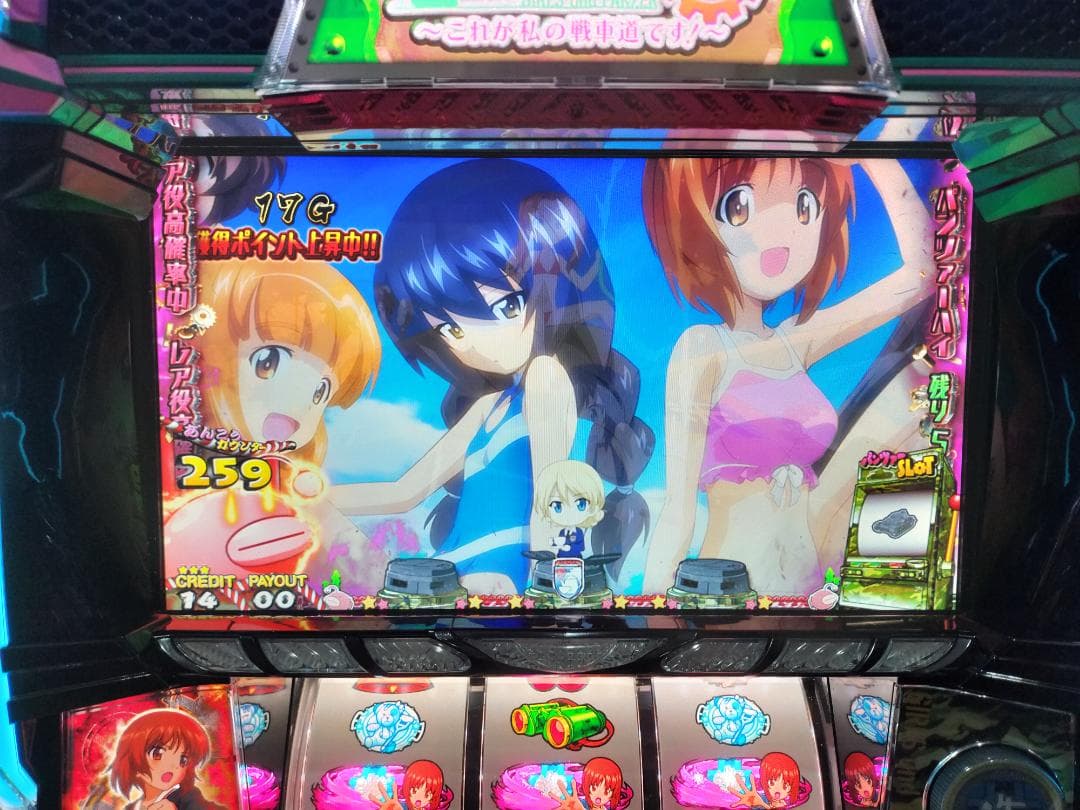 【パチスロ実機】オリンピア★ガールズ＆パンツァーG★オートプレイ付不要機付