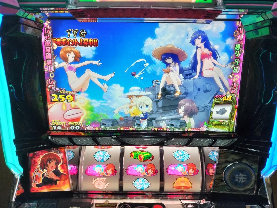 【パチスロ実機】オリンピア★ガールズ＆パンツァーG★オートプレイ付不要機付