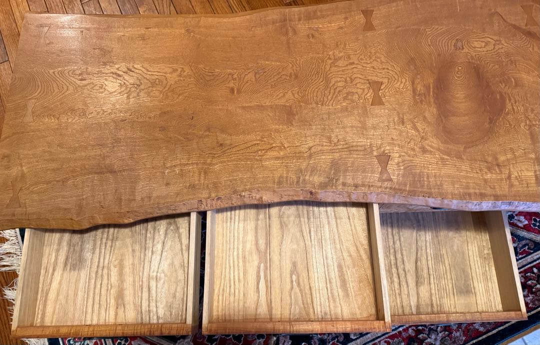 レア！無垢材 縮み杢 高級家具 一枚板 座机 文机 座敷机 座卓