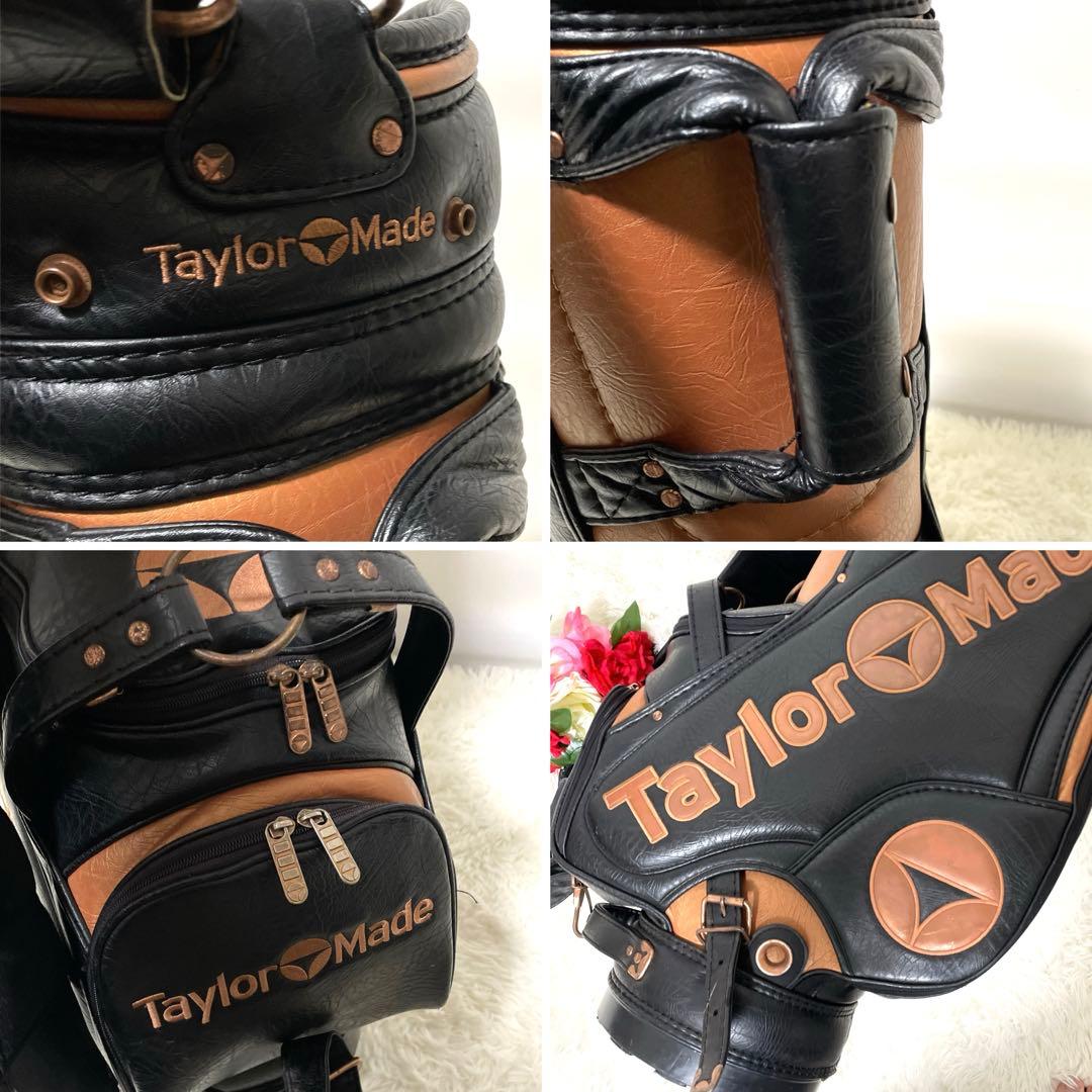 【オールレザー✨】テーラーメイド 本革 キャディバッグ 黒×ブロンズ カート型