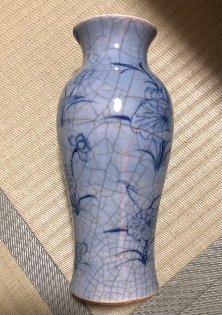 中国　骨董　清時代　仿哥窑 哥窯　青花　染め付け　花瓶