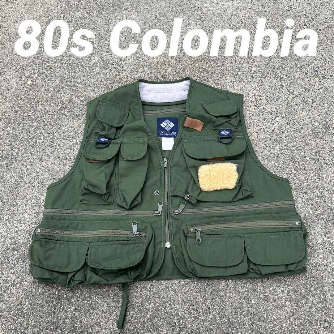 80s 短丈　紺タグ　多ポケット　フィッシングベスト　コロンビア