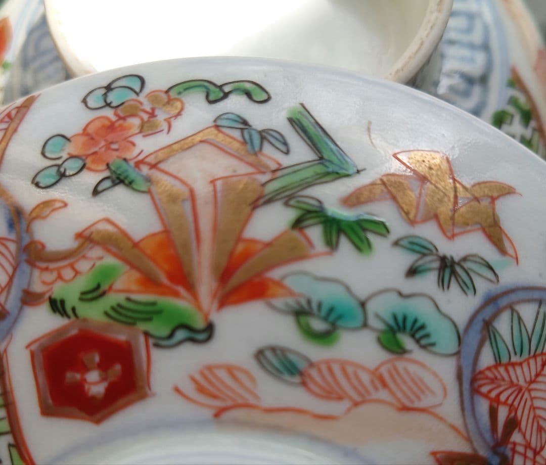 古伊万里　古九谷　江戸時代　鷺絵　煮物碗　蓋付き碗　飯碗　染錦　錦彩　手描　色絵