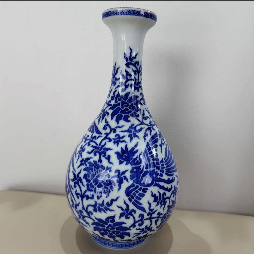 a*a様 宮内庁御用達窯 十四代 辻常陸 染付 鳳凰唐草文 花瓶