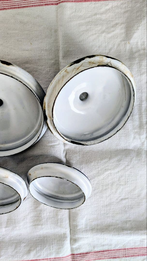 フランス BB社 ホーロー キャニスター フルセット青と白のチェック柄