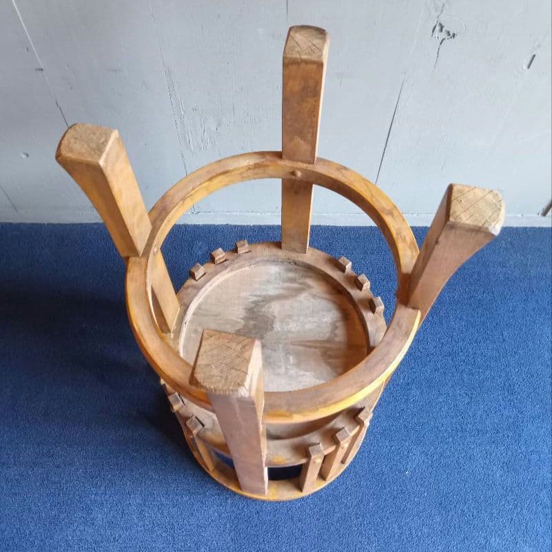 木製手炙り火鉢台　レトロ　ヴィンテージ　昭和　観葉植物