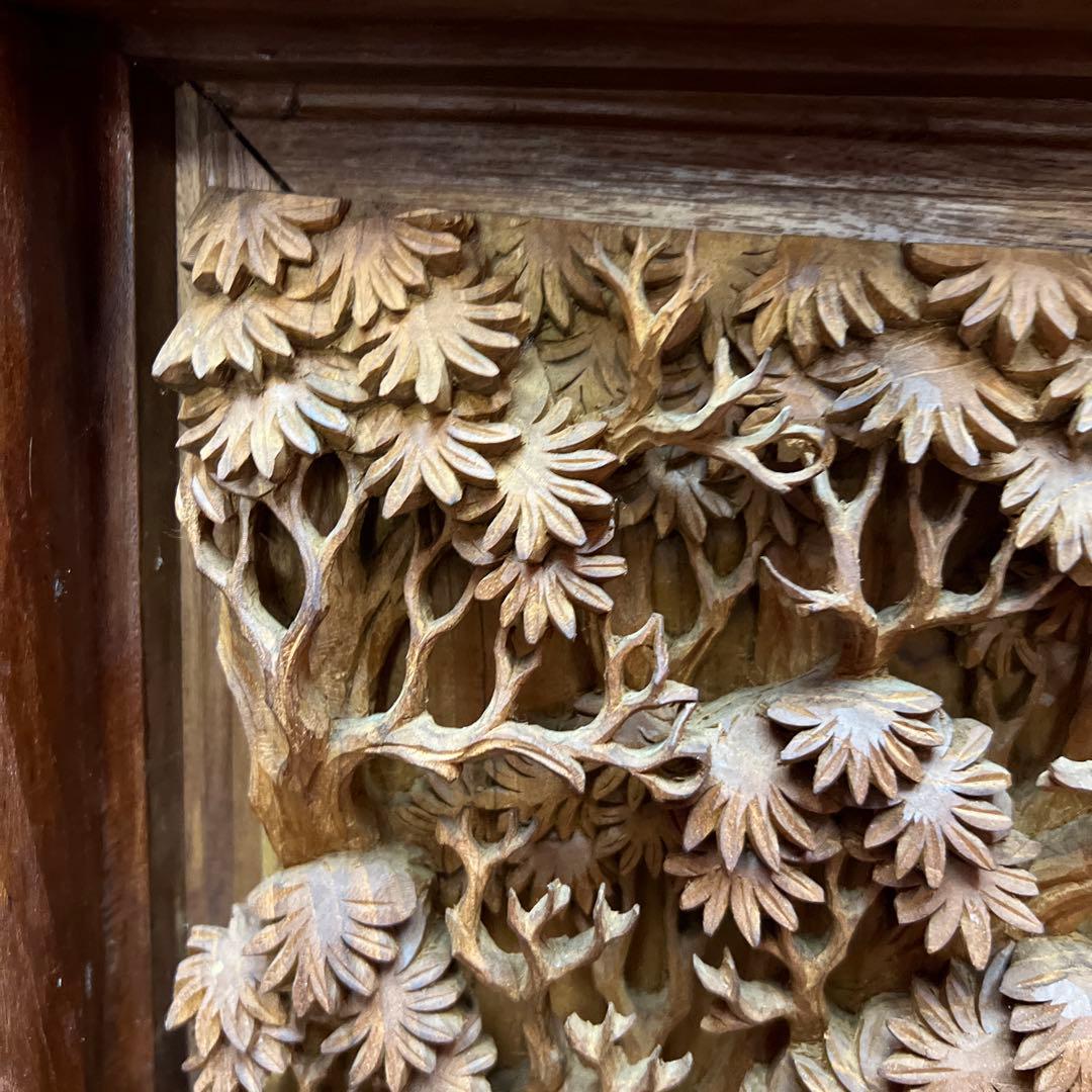 時代　木彫　浮き彫りの額B 約95.5×49.2㎝　東さ8-0131②