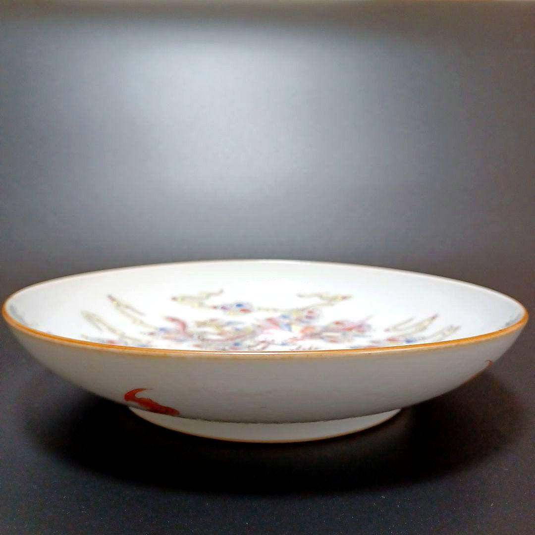 粉彩龍鳳文皿　中国古美術