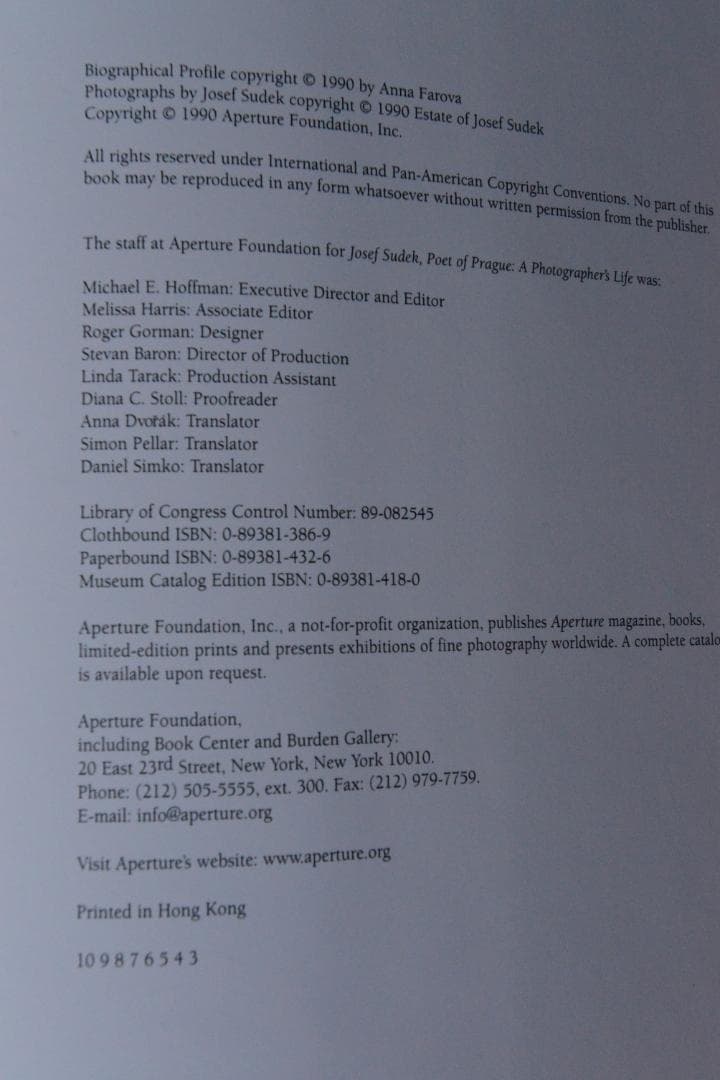 【Josef Sudek: Poet of Prague 】ヨゼフ・スデック