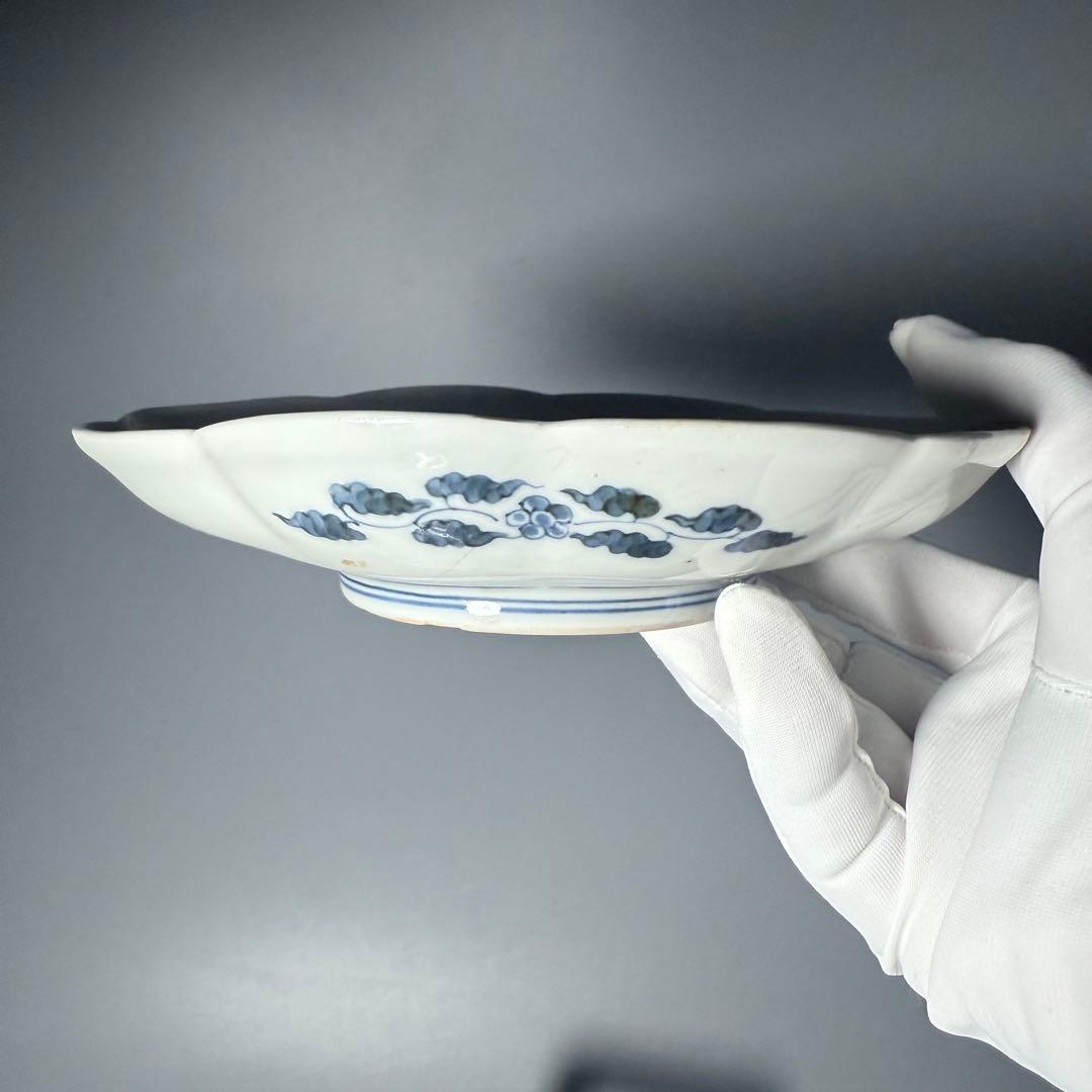 大正〜昭和初期　十二代柿右衛門　錦　丸文様　鳳凰文　変形皿　角福　5枚　希少な器