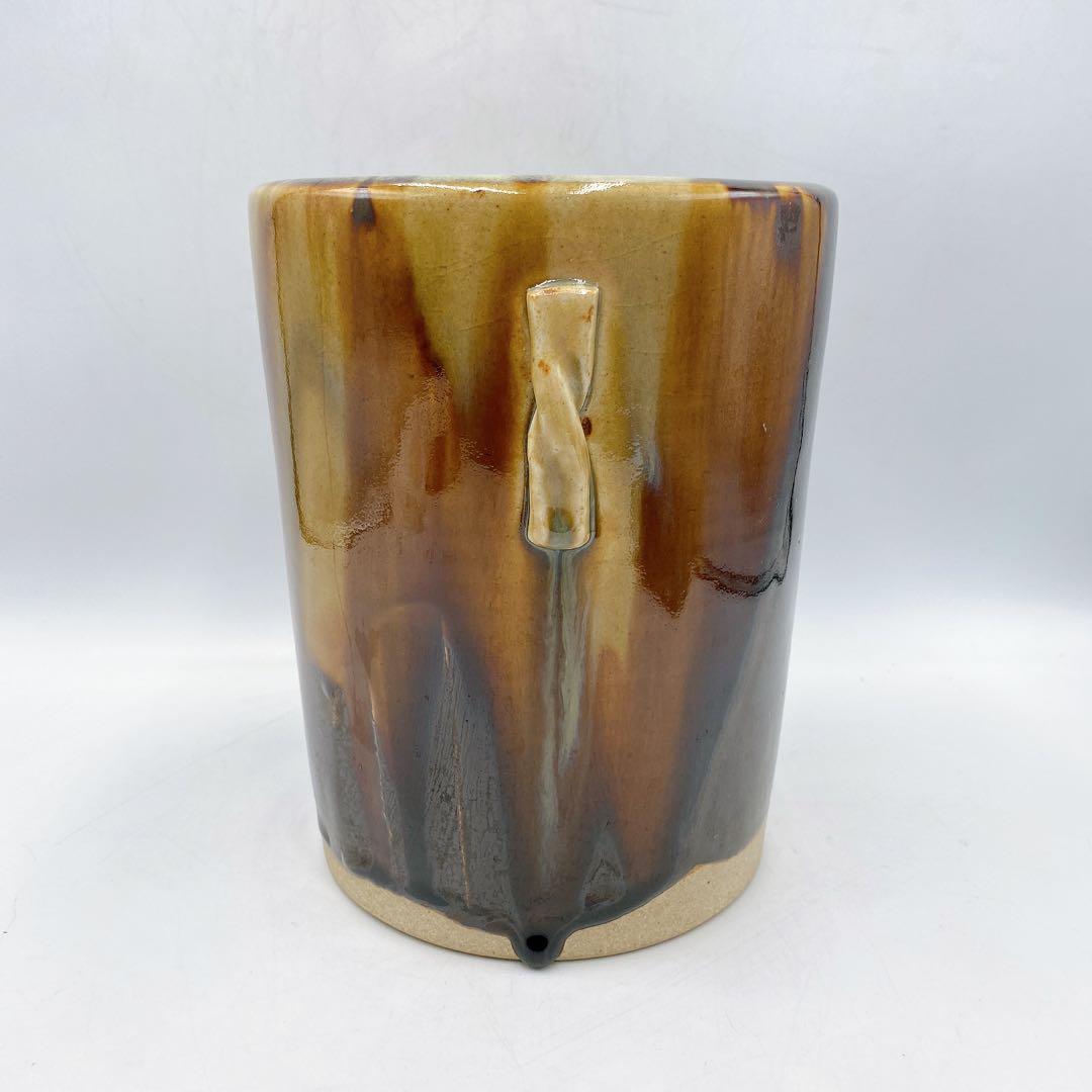 膳所焼 水指 耳付ヘラ目 水指 陽炎園造 茶道具 お茶