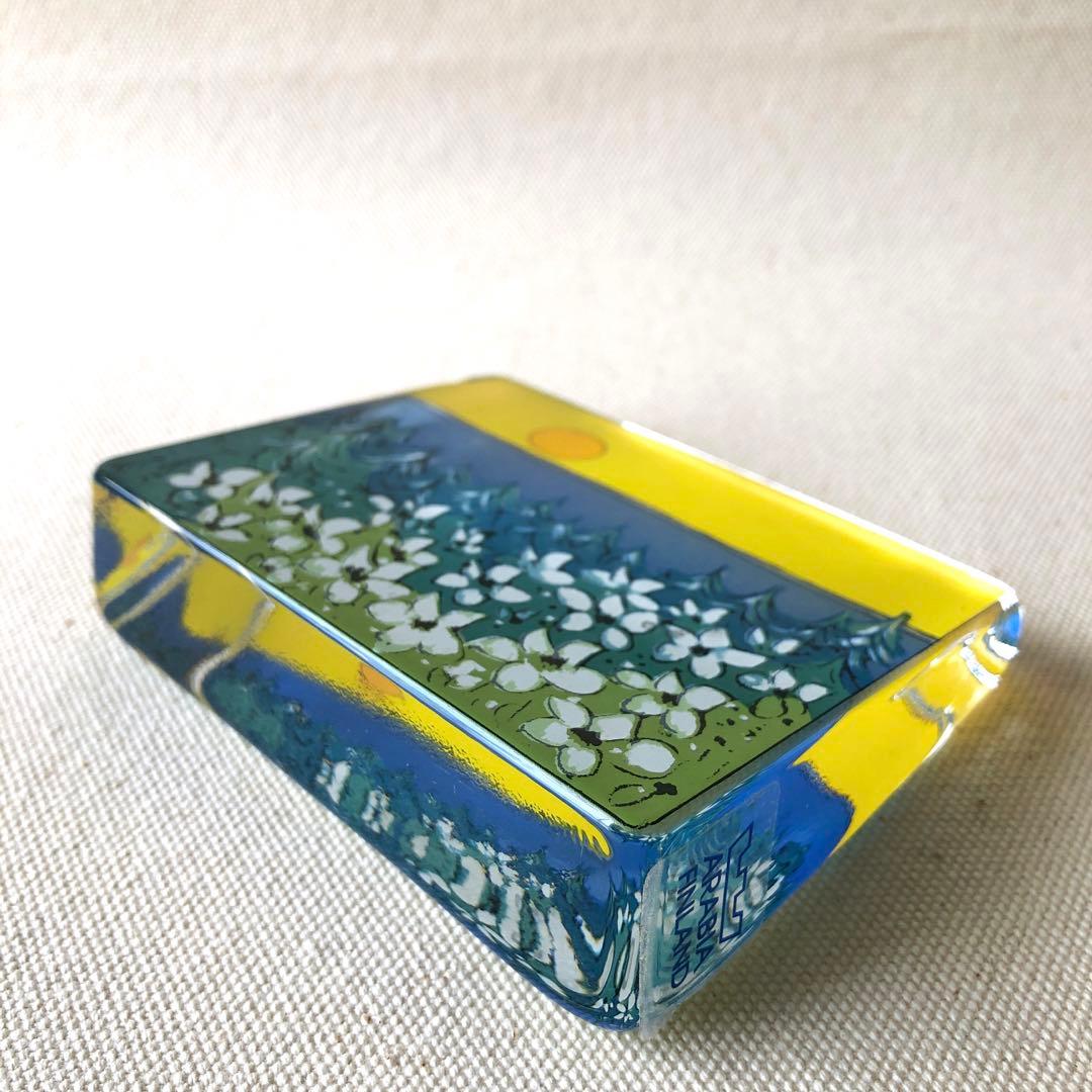 北欧の太陽と白い花のガラスカード(大)／ イッタラ　フィンランド