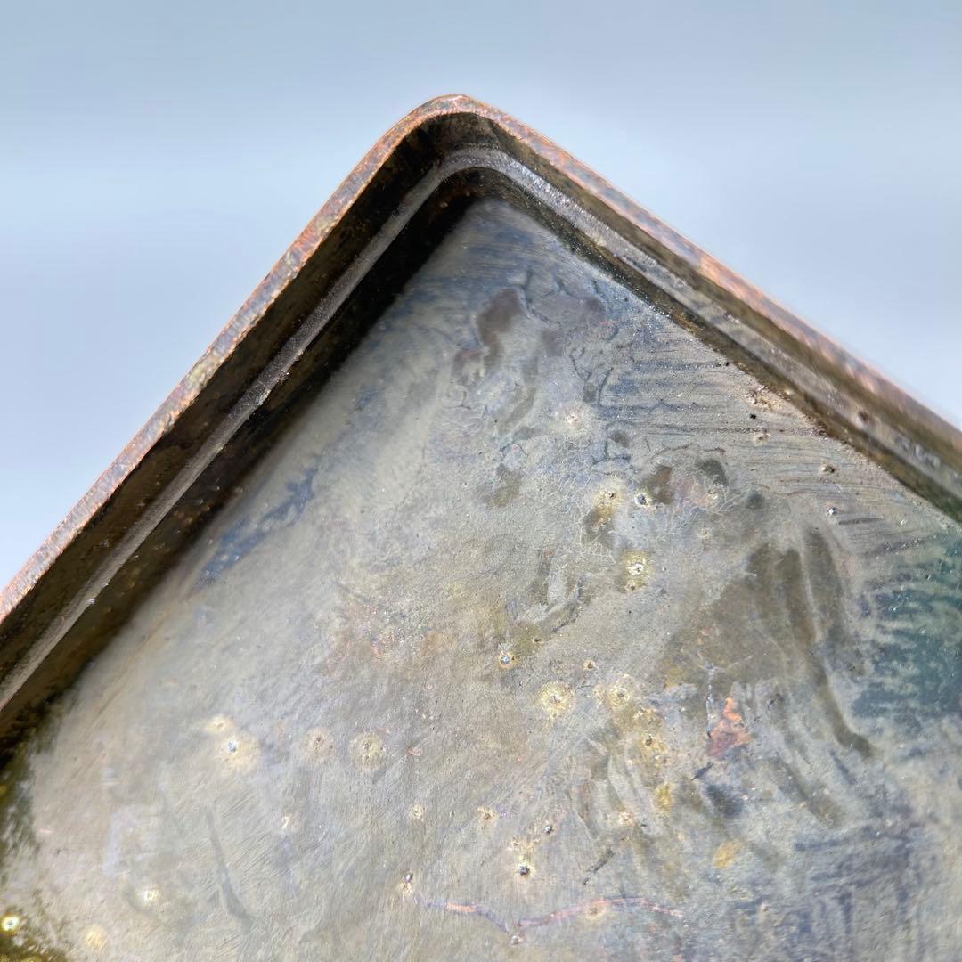 A清時代 古銅 和興款 松下人物風景図 墨盒 年代物 骨董古玩 書道