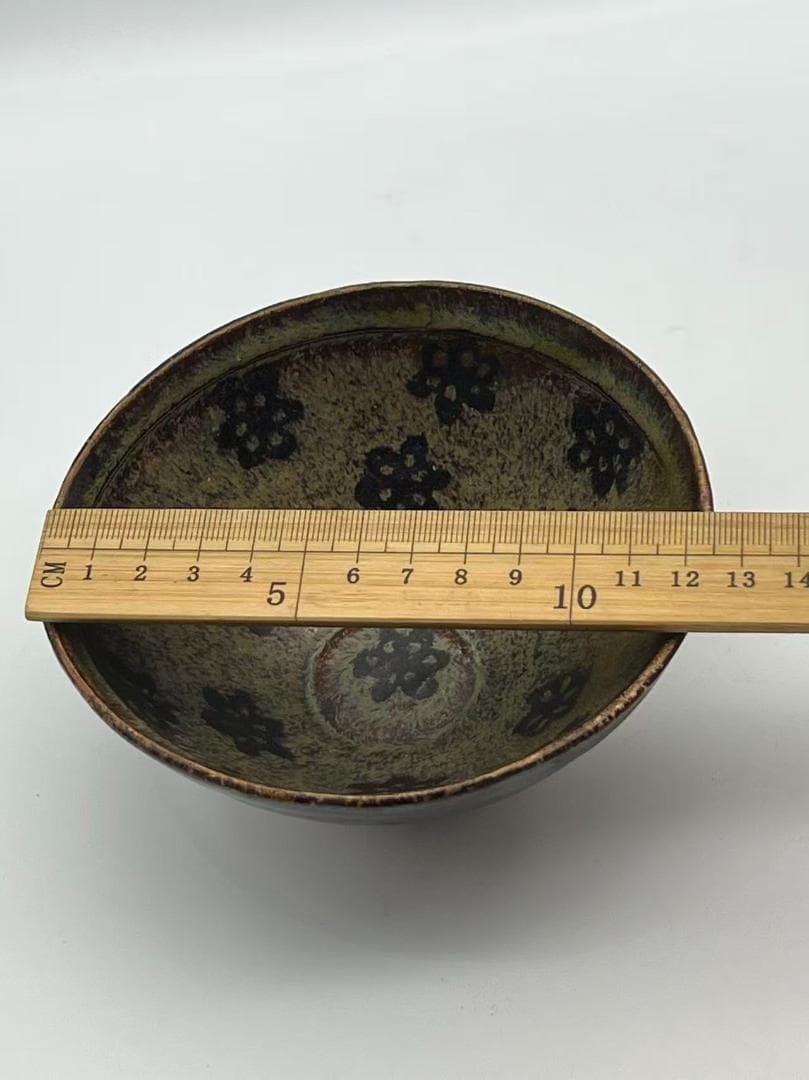 宋時代　黑釉天目梅花文茶碗　木の葉　福清窯茶盞 吉州窯 唐物(A-93)