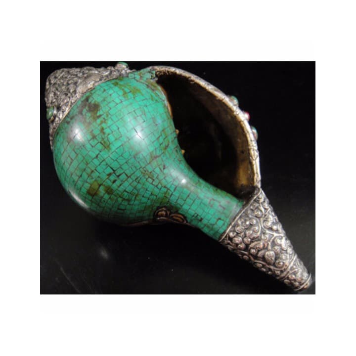 密教法具　法螺貝（シャンカ）silver925製マハーカーラ（大黒天）B