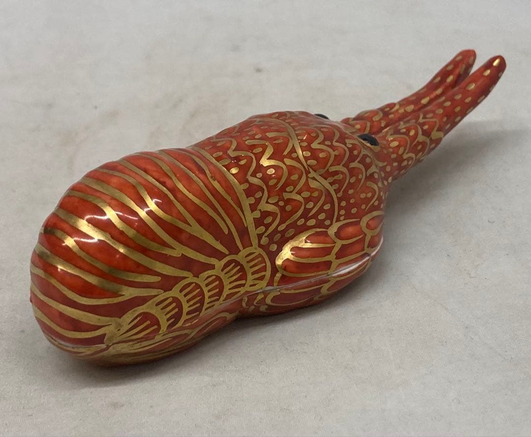 B525s「金襴手海老 香合」高野昭阿弥造　共箱　平安　茶道具　香道具