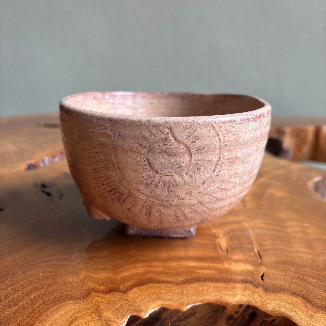 萩焼 俵茶碗 大野瑞峰作 ネズミ 抹茶碗 茶道具 共箱（38t）