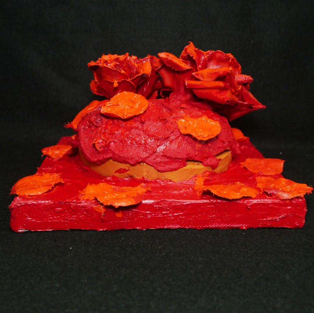 油絵 油彩 絵画 立体アート【薔薇のドーナツ】