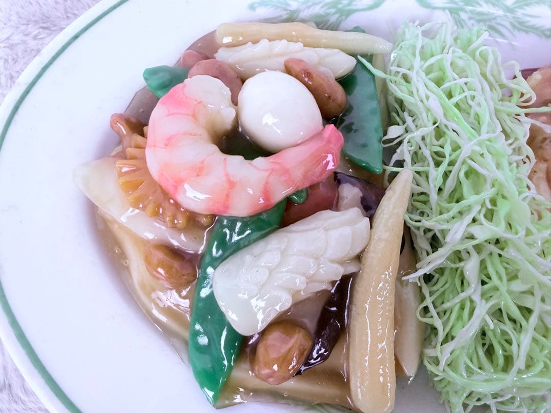 貴重品♪ 昭和レトロ 中華料理盛り合わせ カニ玉と八宝菜 食品サンプル