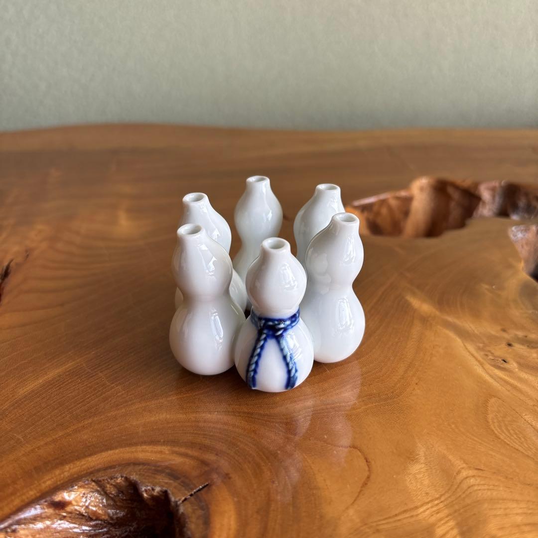 横石嘉助作 平戸白磁 六瓢蓋置 茶道具 共箱