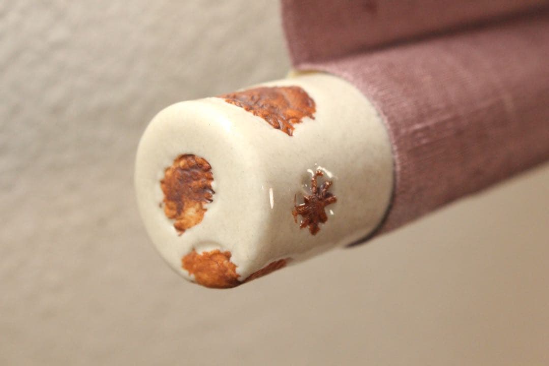 No5265 掛軸　酒井抱一　稲穂図　扇面　紙本着色　陶器軸先　合箱　送料無料