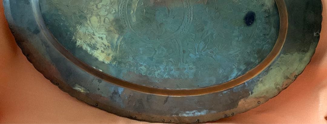 希少　ペルシャ風　鉄造彫金皿　伝統工芸　アンティーク