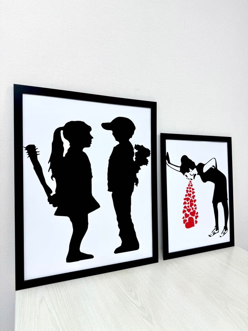 No.259フレーム付きキャンバスアート　バンクシー　バスキア　インテリア絵画