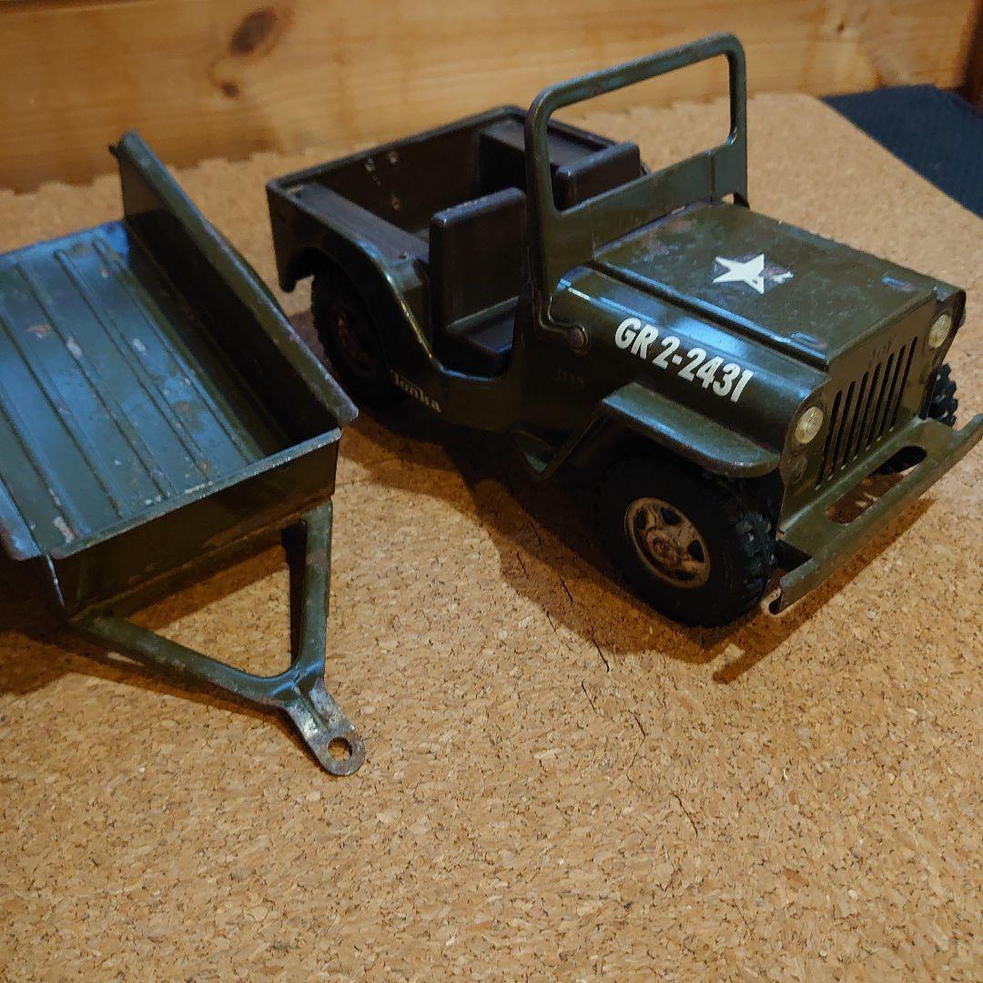 Tonka Jeep ブリキ ミニカー トレーラー付き