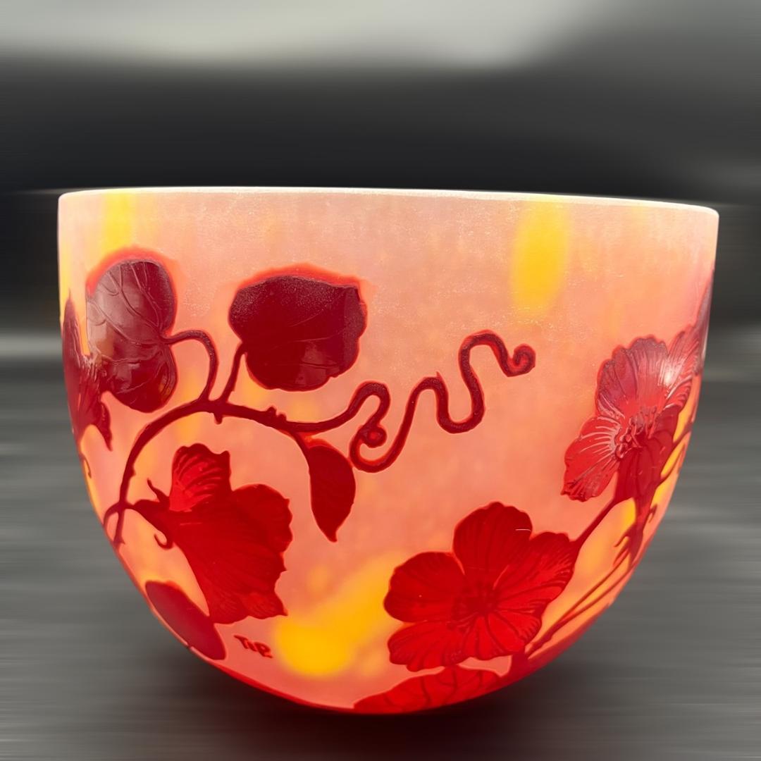 【証明書】エミールガレ　ボンボニエール　カメオ彫り　被せガラス　高さ17cm