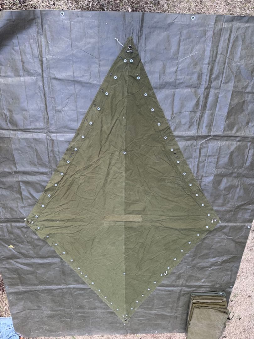 希少！ヴィンテージ　ノルウェー軍幕　8枚　ポール　アルミペグ付き