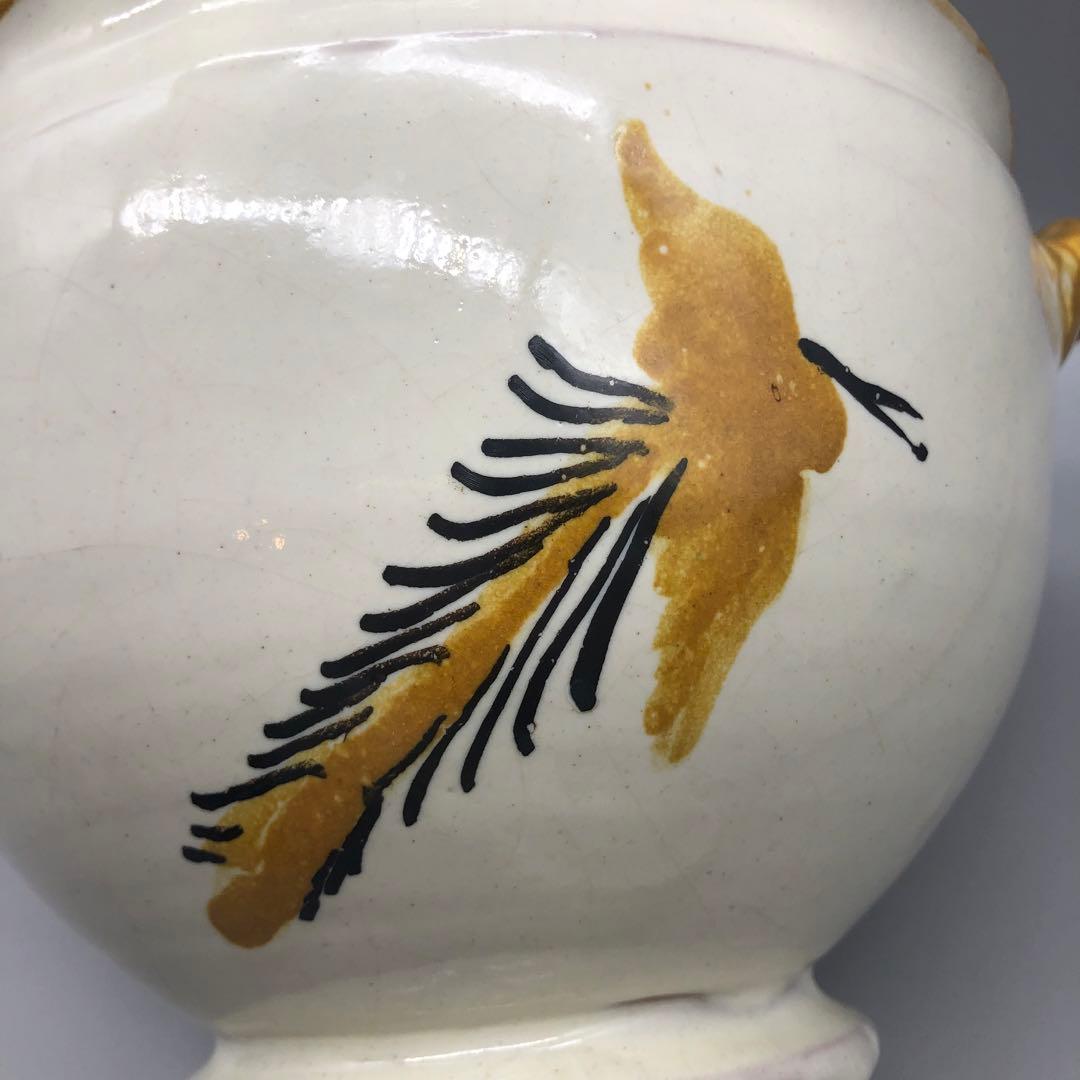 メキシコプエブラタラベラ焼ビンテージ陶器伝統工芸バード鳥蓋付きチューリンポット