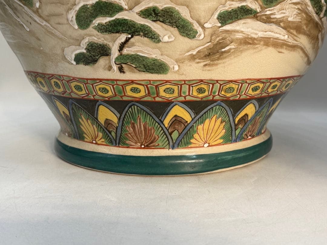 時代　仁清造　武士紋　大壺　色絵　アンティーク　送料込み260202