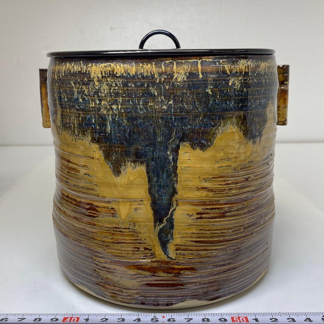 出来良 亀井楽山 高取管 耳水指 共箱 高さ28cm 東キ7-1114☆2F