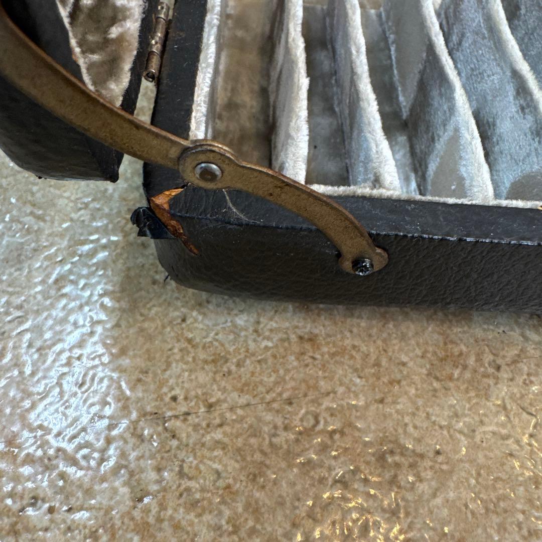 ビンテージ　バイオリン弓ケース 皮張り黒 仕切りあり12本入り