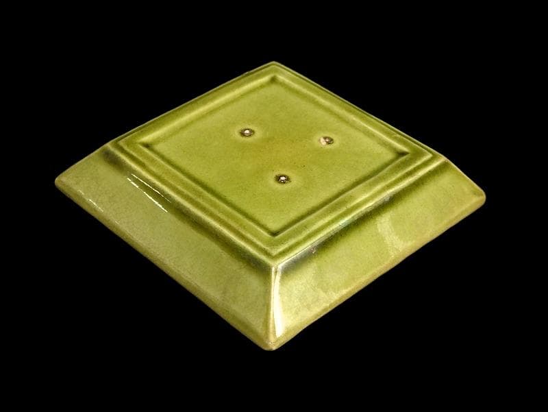 珉平焼　淡路焼　蔦図に網代の図　手塩皿　角皿　２枚　C386 AS-CIh