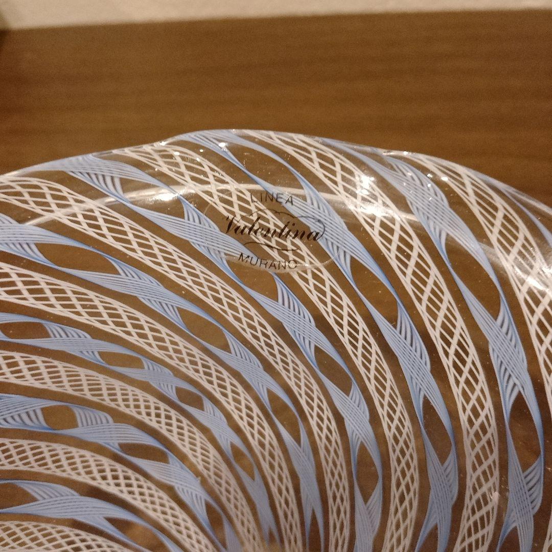 ベネチアンガラス　ムラノ　MURANO　コンポート　水色　レース　インテリア
