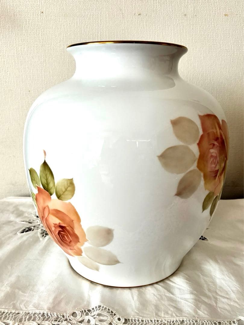 大倉陶園　クラシックローズ　手描き　花器　花瓶