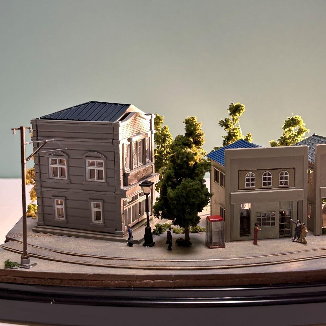 函館市電末広町界隈　市電の走る街　 鉄道ジオラマ　Nゲージ 展示台