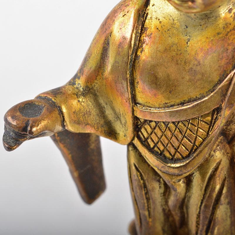 仏教美術　古銅鍍金　仏像　置物　唐木台付　F　R6704