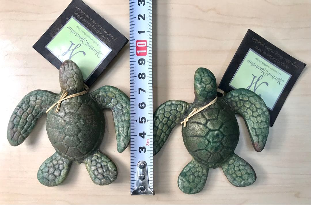 ハワイ島 ウミガメ オブジェ 陶器製 4本