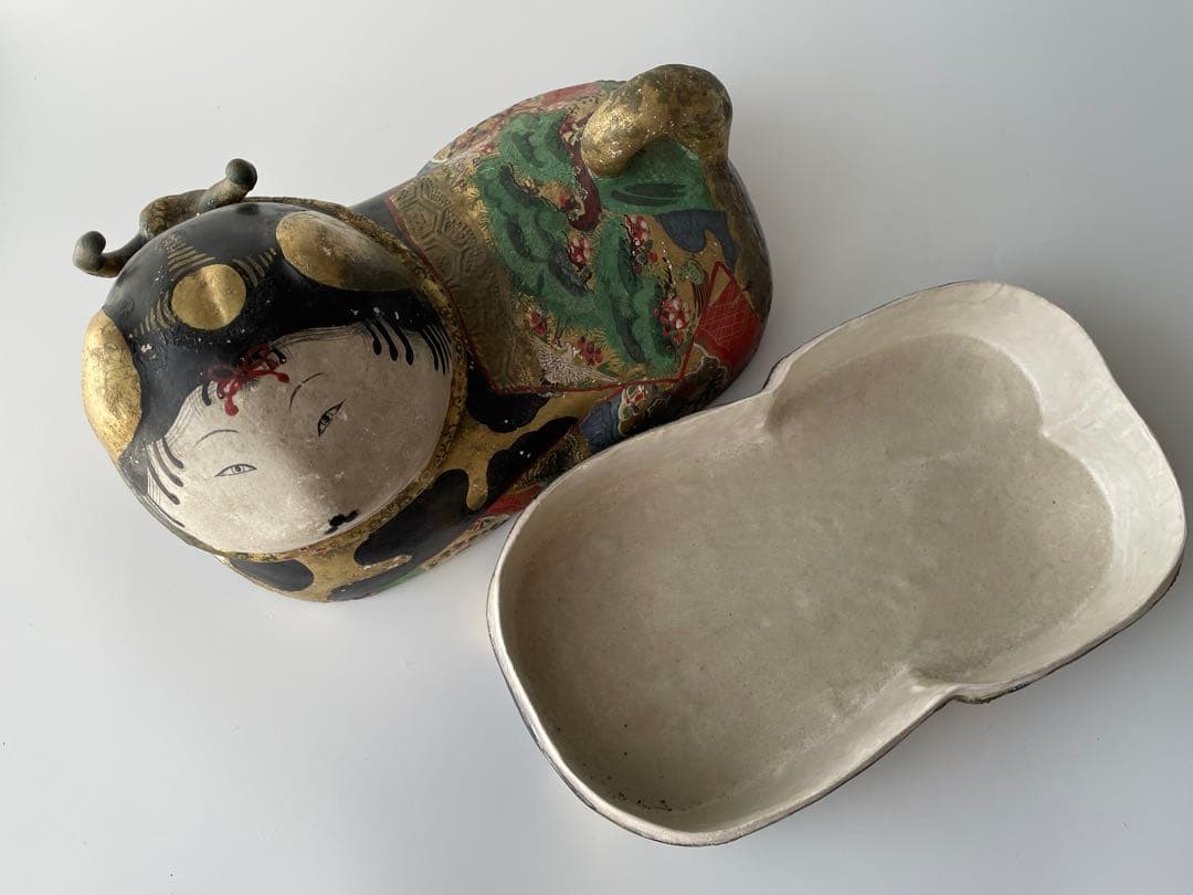 【江戸期】犬筥 一対 大型 24cm 彩色金彩 古美術 骨董品 有職飾り 希少品