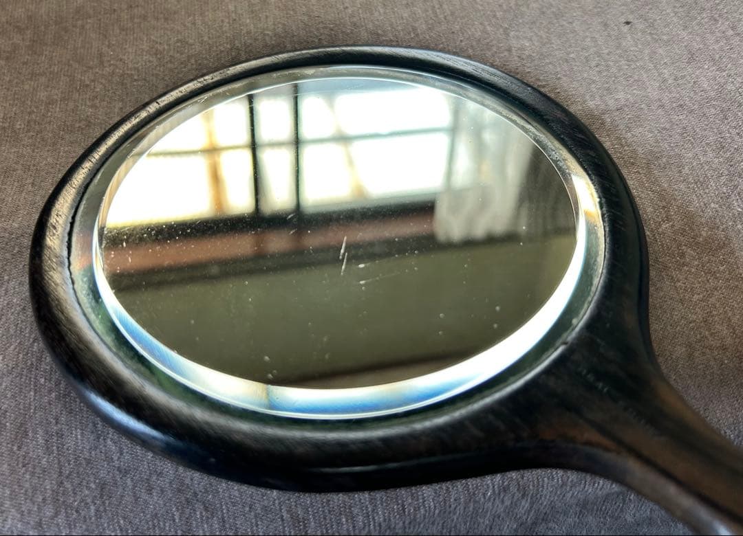 英国アンティーク エドワーディアン時代 エボニー ハンドミラー&ブラシ