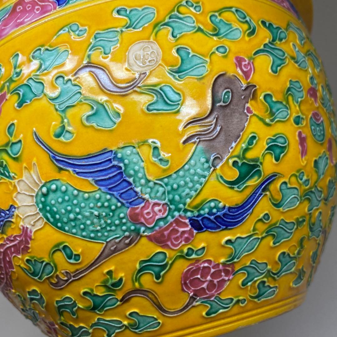 中国美術　龍図蓋物　高さ約20g㎝　東Y7-0331②タヒチ