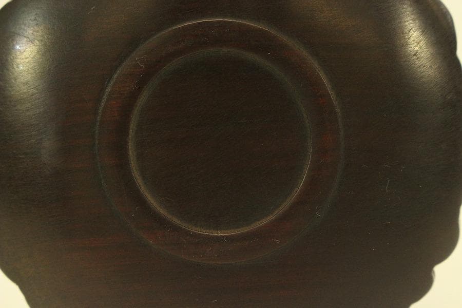 紫檀 刻 雲鶴皿 五客 細密彫刻(A758)