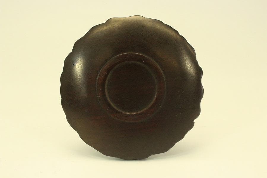 紫檀 刻 雲鶴皿 五客 細密彫刻(A758)