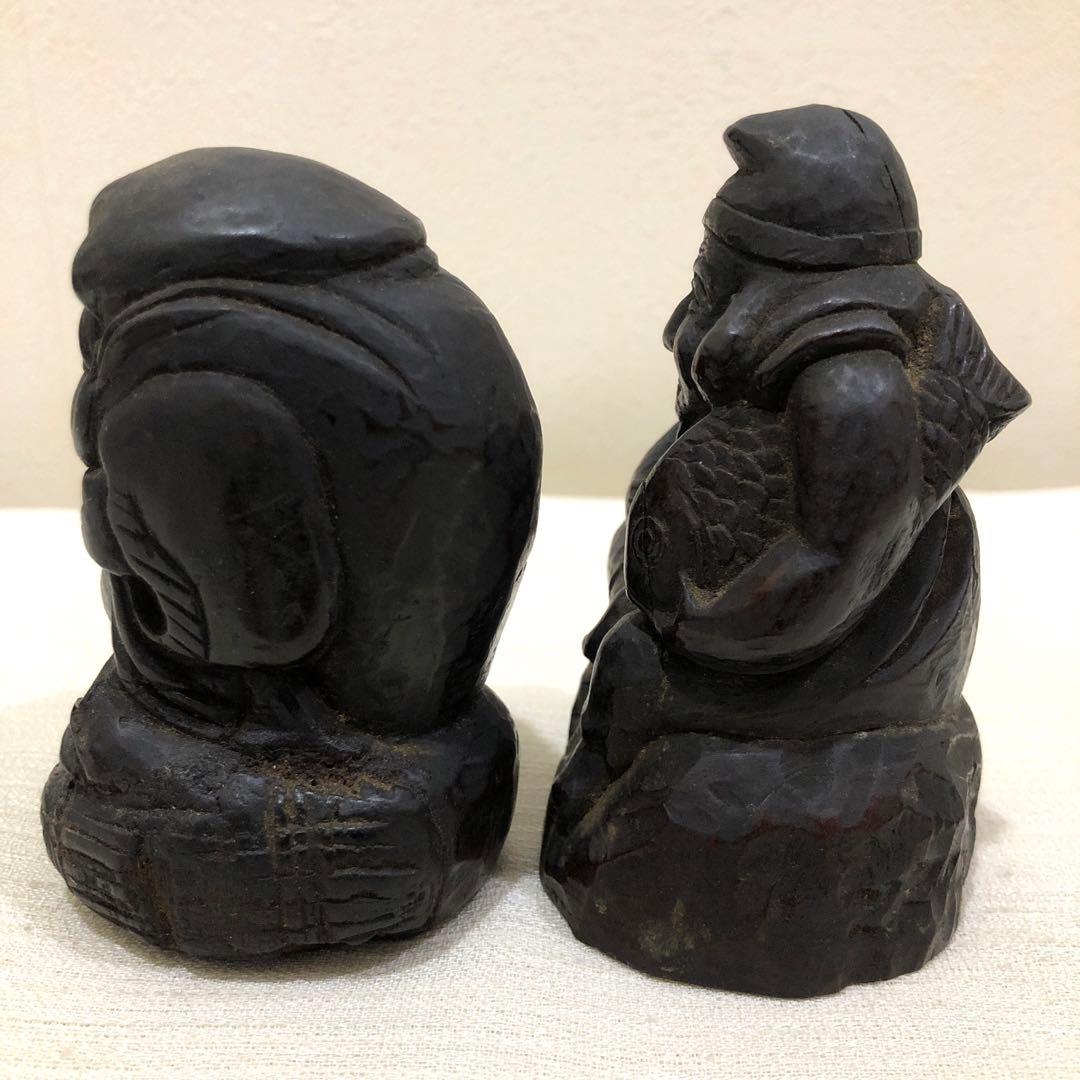 大黒様 恵比寿様 神様 木彫 置物 古美術 アンティーク 昭和 大正 レトロ