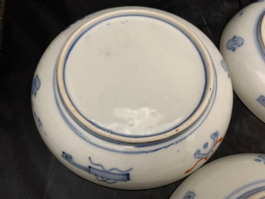 古伊万里　六寸皿　径18㎝　色絵金彩　器　5枚